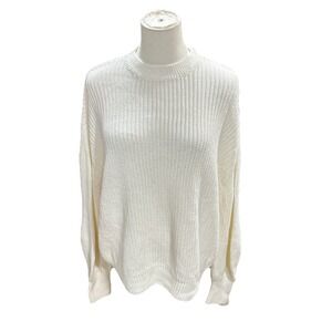 Gloria Sweater Large Women's White Pullover Cotton